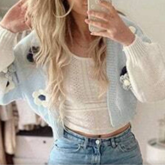 Boho Floral Crochet Open Front Crop Cardigan - Picture 6 of 10